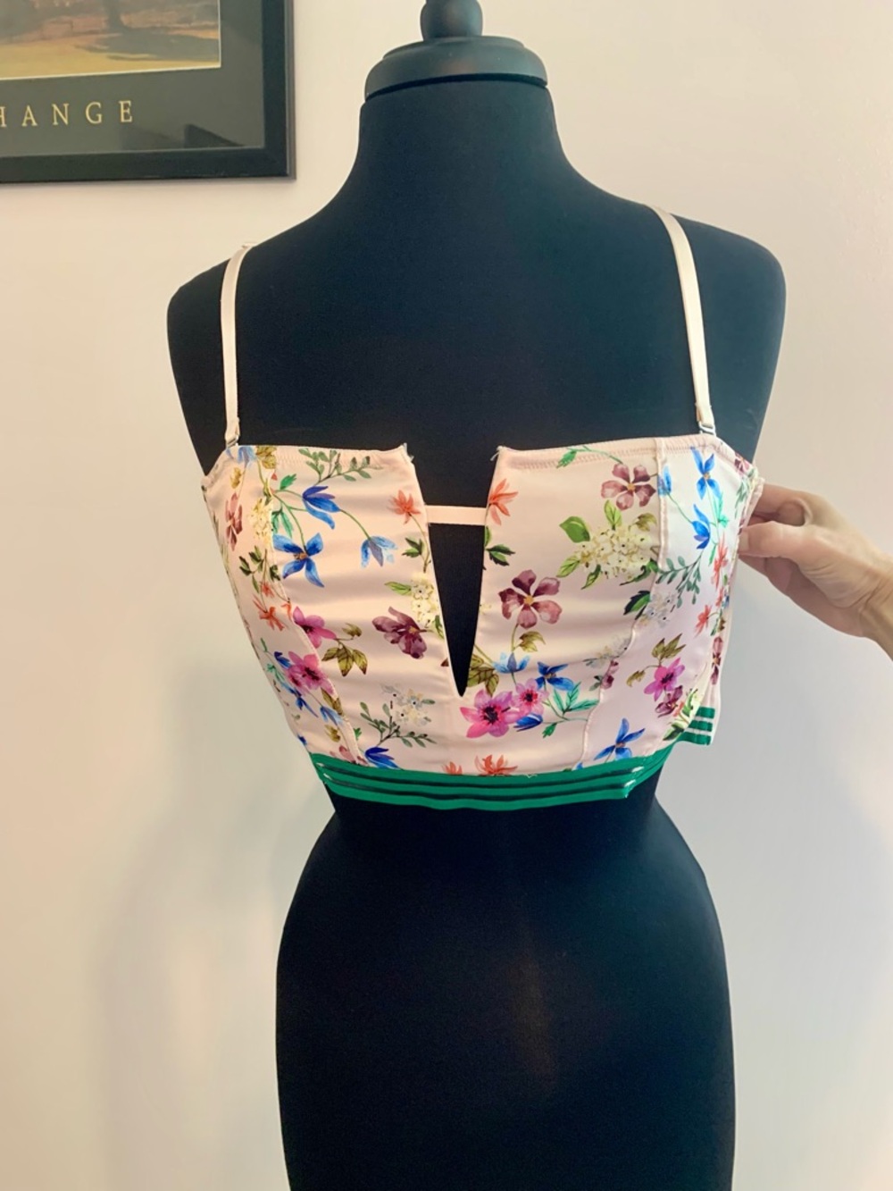 Floral Bustier Crop Top V-neck Bralette corset mesh strapless sexy large VS M